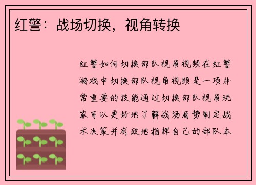 红警：战场切换，视角转换